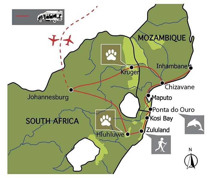 Carte voyage afrique du sud mozambique confort