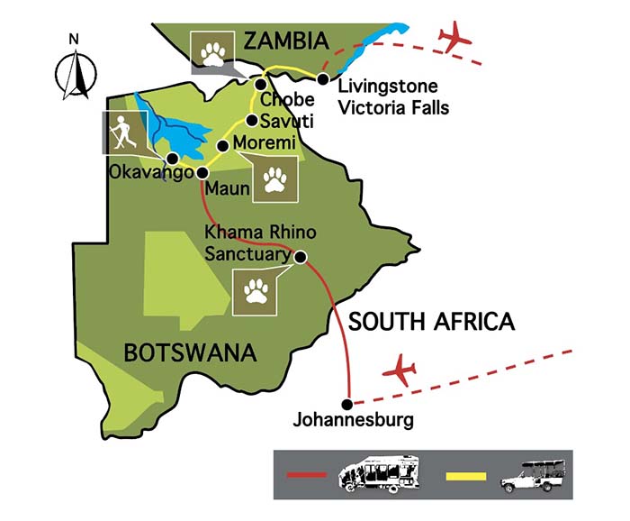 carte voyage botswana chutes victoria camping