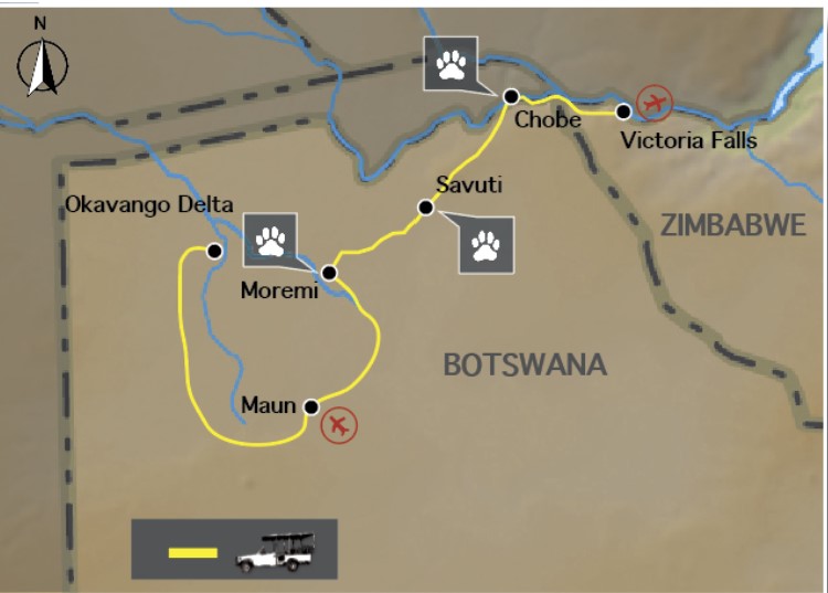 Carte circuit afrique botswana chutes victoria