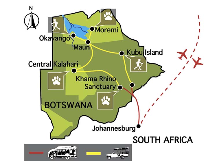 carte voyage botswana kalahari